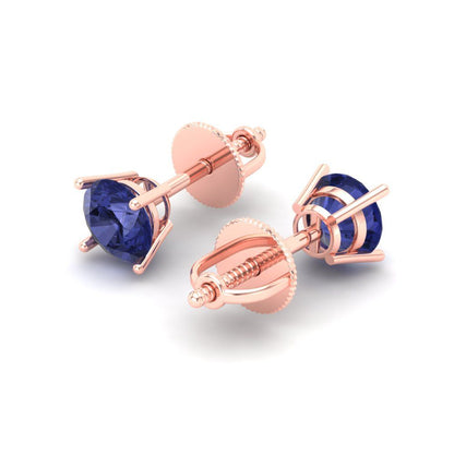 0.2 ctw Tanzanite Studs Earrings | 3.0mm Round Cut White Gold Screw back | December Birthstone