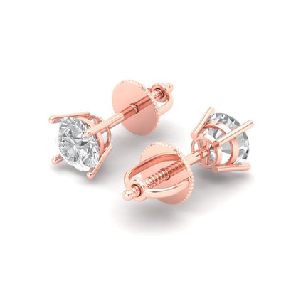 0.2 ctw Moissanite Studs Earrings | 3.0mm Round Cut White Gold Screw back | April Birthstone