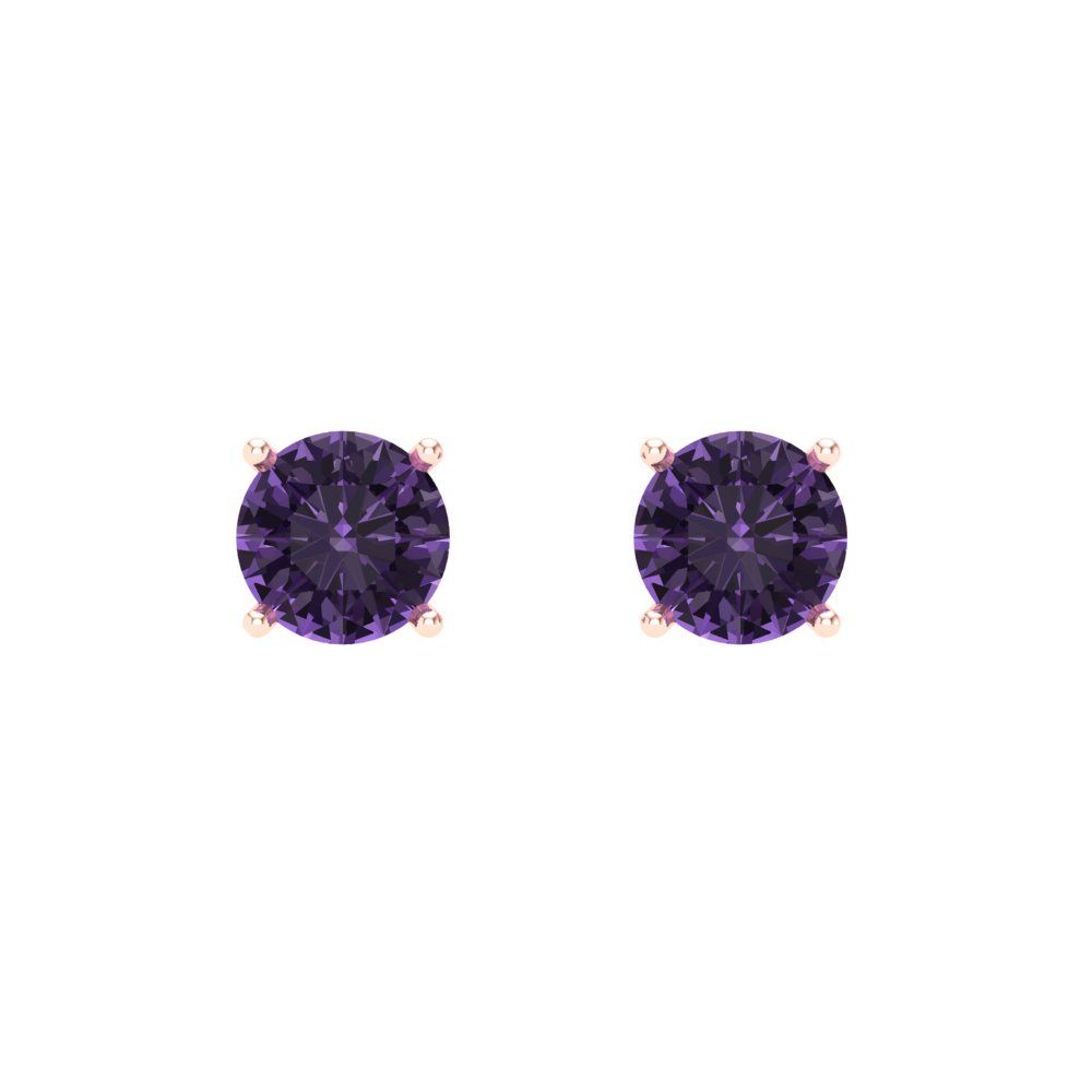 0.2 ctw Alexandrite Studs Earrings | 3.0mm Round Cut White Gold Screw back | June Birthstone