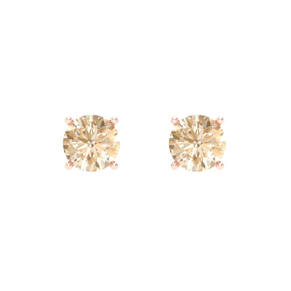 0.2 ctw Morganite Studs Earrings | 3.0mm Round Cut White Gold Screw back | February Birthstone