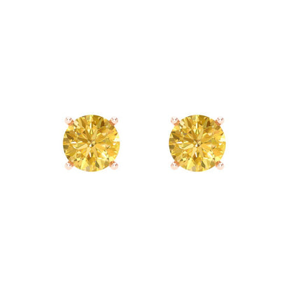 0.2 ctw Citrine Studs Earrings | 3.0mm Round Cut White Gold Screw back | November Birthstone