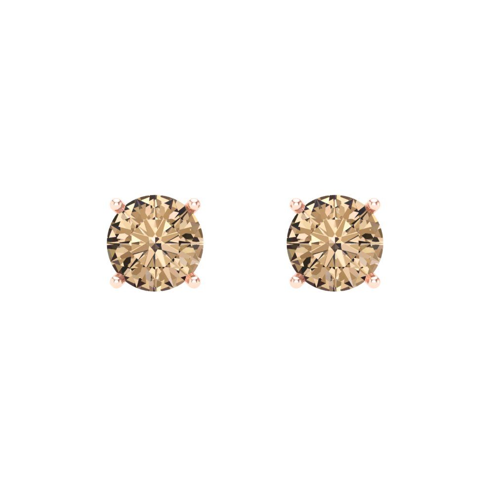 0.2 ctw Yellow Moissanite Studs Earrings | 3.0mm Round Cut White Gold Screw back | April Birthstone