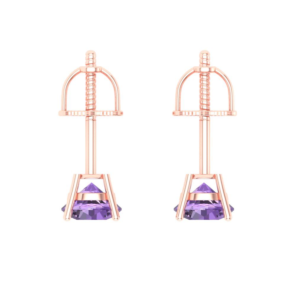 0.2cttw Alexandrite Gold-Plated 925 Silver Screw Back Stud Earrings