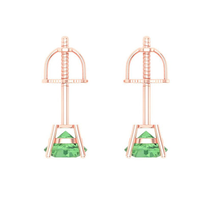 0.2 ctw Green Zirconia Studs Earrings | 3.0mm Round Cut White Gold Screw back | April Birthstone