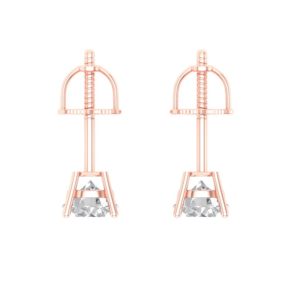 0.2 ctw Moissanite Studs Earrings | 3.0mm Round Cut White Gold Screw back | April Birthstone