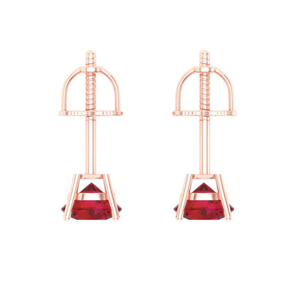 0.2 ctw Ruby Studs Earrings | 3.0mm Round Cut White Gold Screw back | July Birthstone