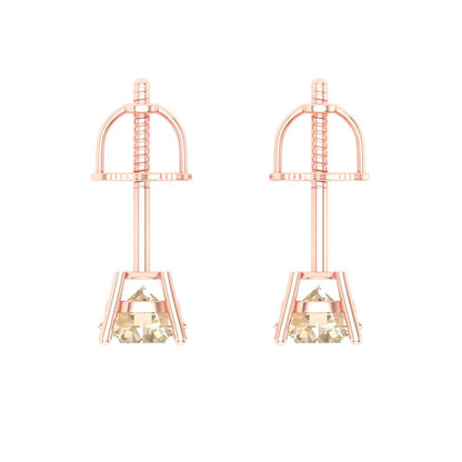 0.2 ctw Morganite Studs Earrings | 3.0mm Round Cut White Gold Screw back | February Birthstone