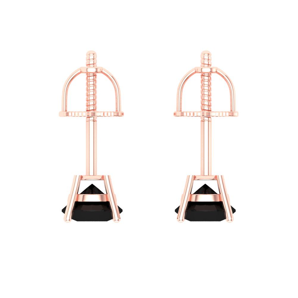 0.2 ctw Onyx Studs Earrings | 3.0mm Round Cut White Gold Screw back | July Birthstone