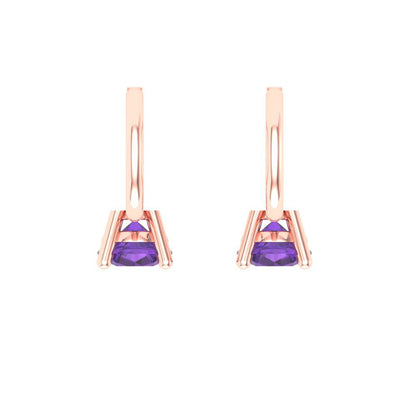 0.2cttw Amethyst Gold-Plated 925 Silver Lever Back Drop Dangle Earrings