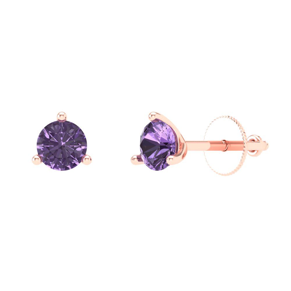 0.5cttw Alexandrite Gold-Plated 925 Silver Screw Back Stud Earrings