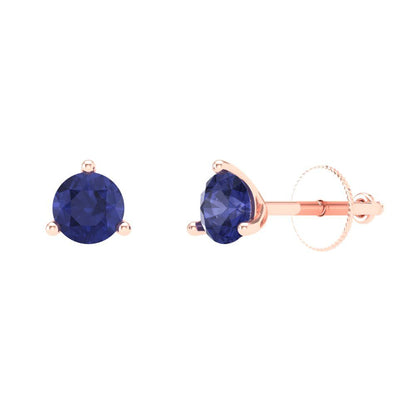 0.5 ctw Tanzanite Studs Earrings | 4.0mm Round Cut White Gold Screw back | December Birthstone