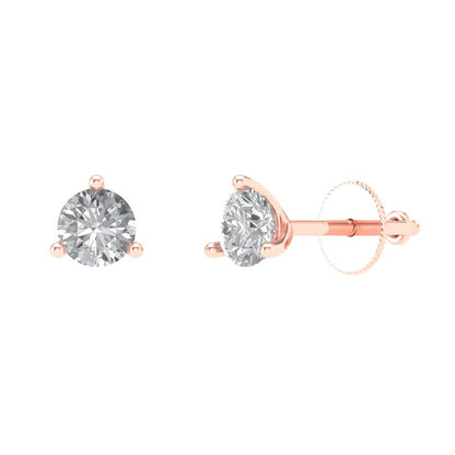 0.5 ctw Moissanite Studs Earrings | 4.0mm Round Cut White Gold Screw back | April Birthstone