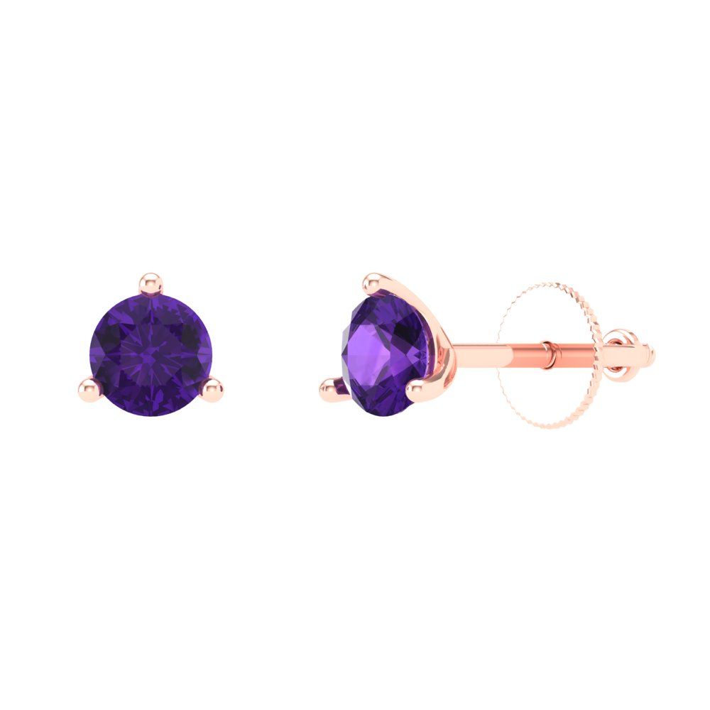 0.5cttw Amethyst Gold-Plated 925 Silver Screw Back Stud Earrings