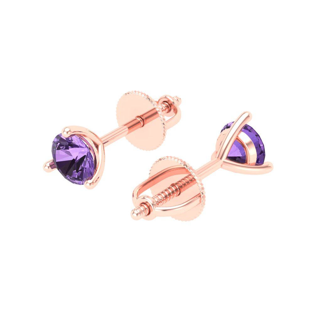 0.5cttw Alexandrite Gold-Plated 925 Silver Screw Back Stud Earrings