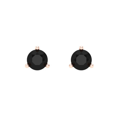 0.5 ctw Onyx Studs Earrings | 4.0mm Round Cut White Gold Screw back | July Birthstone