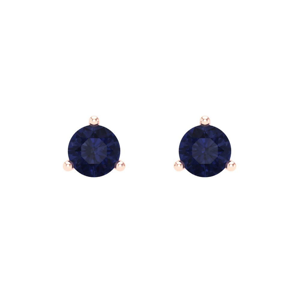 0.5 ctw Blue Sapphire Studs Earrings | 4.0mm Round Cut White Gold Screw back | September Birthstone