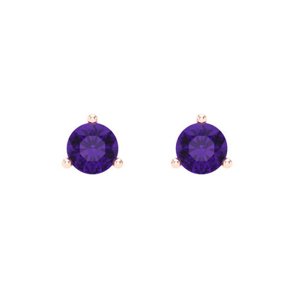 0.5 ctw Amethyst Studs Earrings | 4.0mm Round Cut White Gold Screw back | February Birthstone
