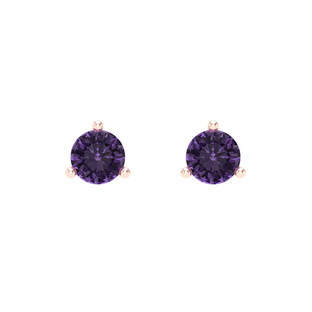 0.5 ctw Alexandrite Studs Earrings | 4.0mm Round Cut White Gold Screw back | June Birthstone