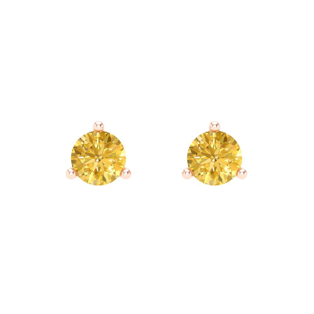 0.5 ctw Citrine Studs Earrings | 4.0mm Round Cut White Gold Screw back | November Birthstone
