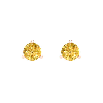 0.5 ctw Citrine Studs Earrings | 4.0mm Round Cut White Gold Screw back | November Birthstone