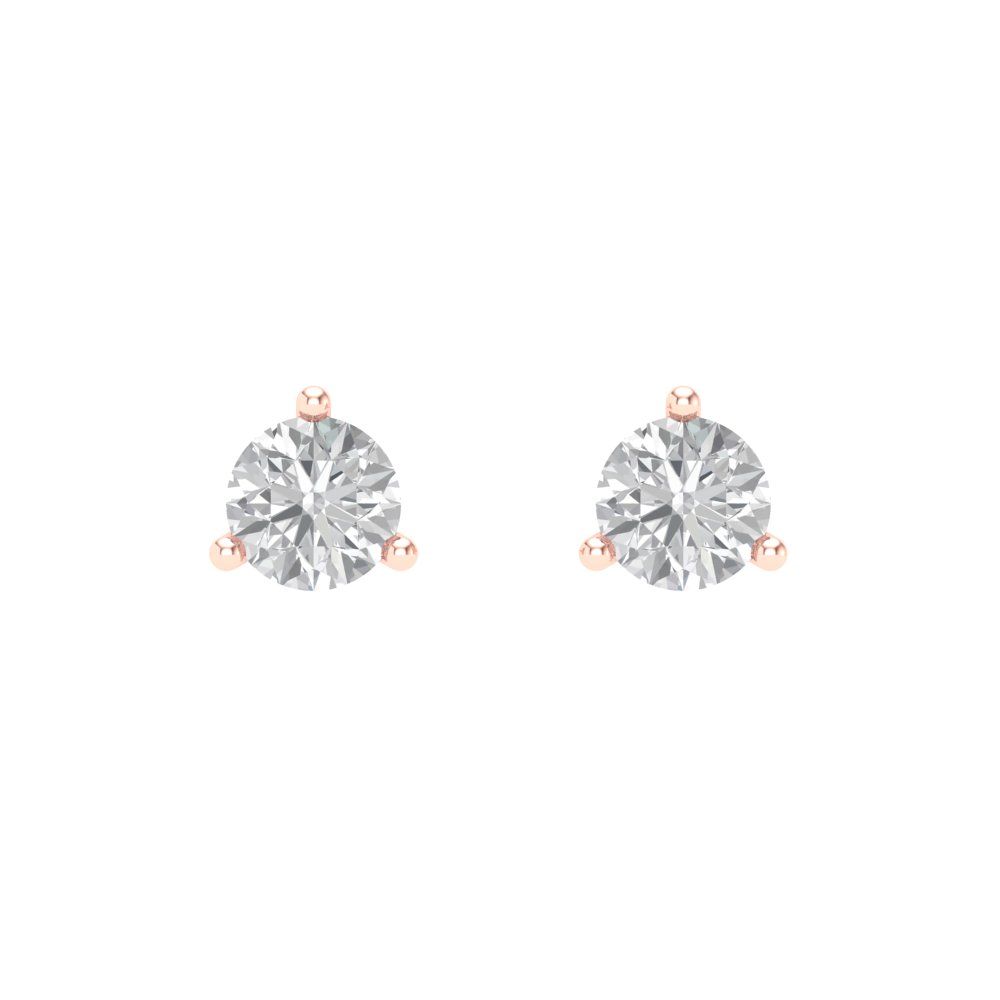0.5 ctw Zirconia Diamond Studs Earrings | 4.0mm Round Cut White Gold Screw back | April Birthstone