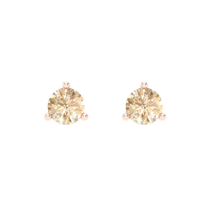 0.5 ctw Morganite Studs Earrings | 4.0mm Round Cut White Gold Screw back | February Birthstone