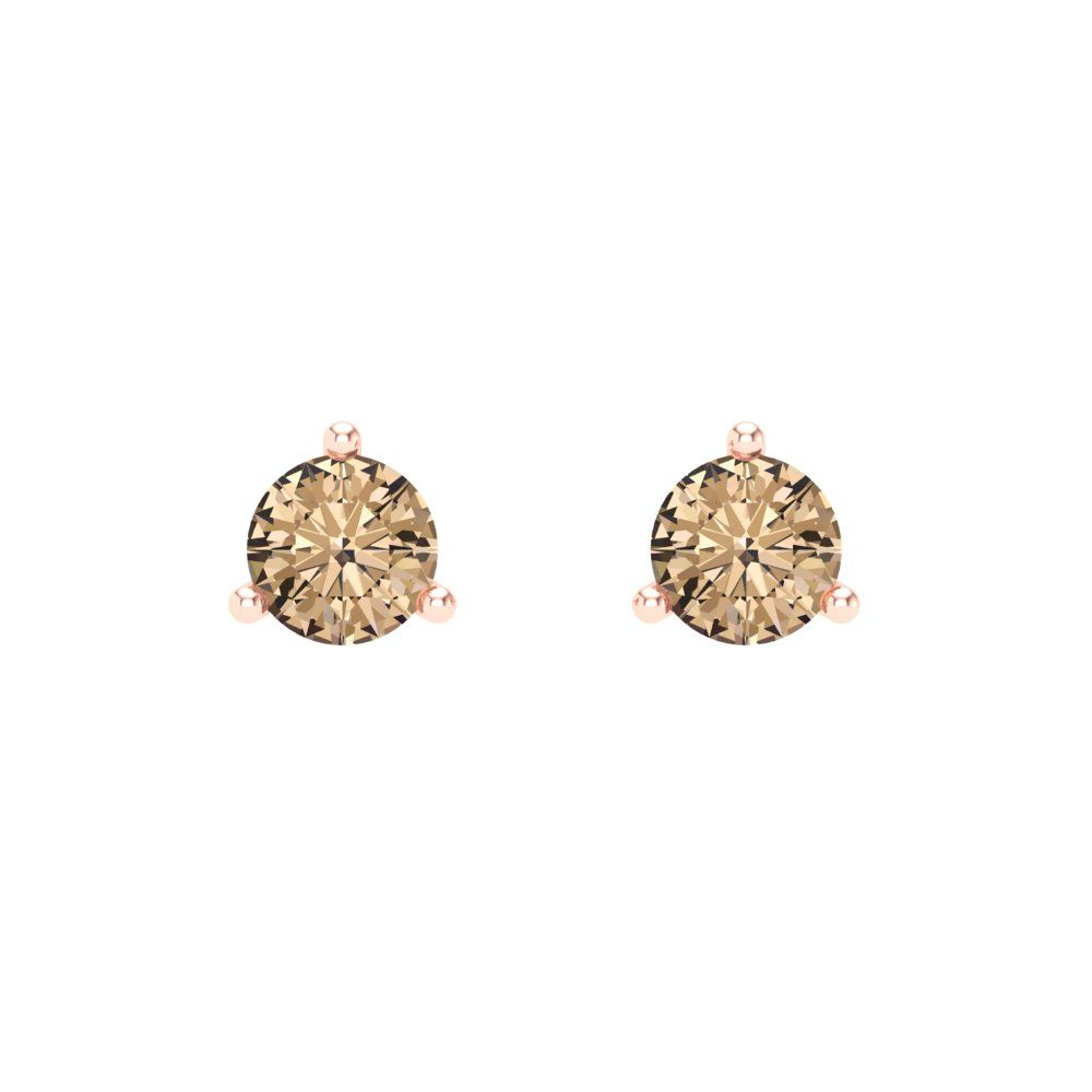 0.5 ctw Yellow Moissanite Studs Earrings | 4.0mm Round Cut White Gold Screw back | April Birthstone