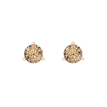 0.5 ctw Yellow Moissanite Studs Earrings | 4.0mm Round Cut White Gold Screw back | April Birthstone