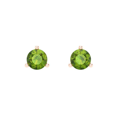 0.5 ctw Peridot Studs Earrings | 4.0mm Round Cut White Gold Screw back | August Birthstone