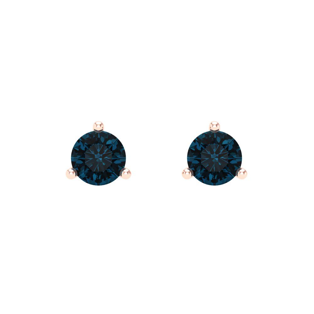 0.5 ctw London Blue Topaz Studs Earrings | 4.0mm Round Cut White Gold Screw back | December Birthstone