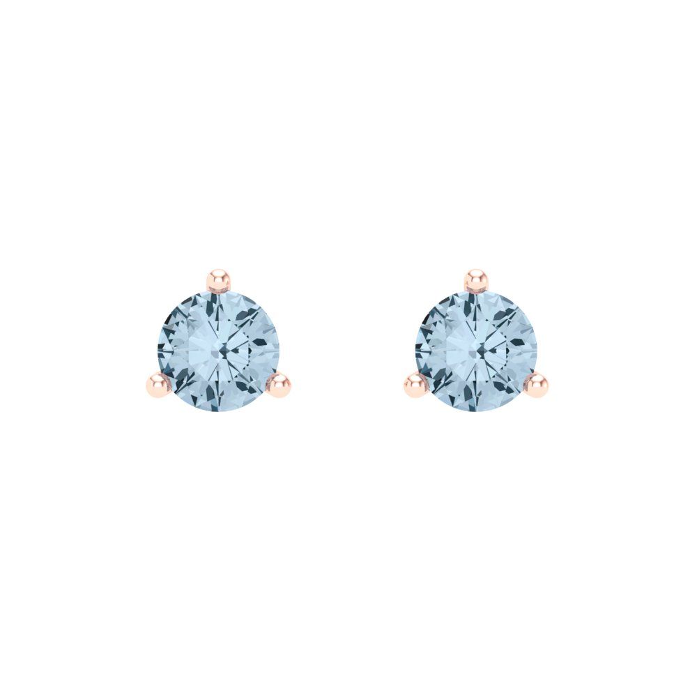 0.5 ctw Sky Blue Topaz Studs Earrings | 4.0mm Round Cut White Gold Screw back | December Birthstone