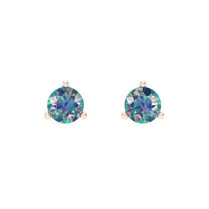 0.5 ctw Blue Moissanite Studs Earrings | 4.0mm Round Cut White Gold Screw back | April Birthstone