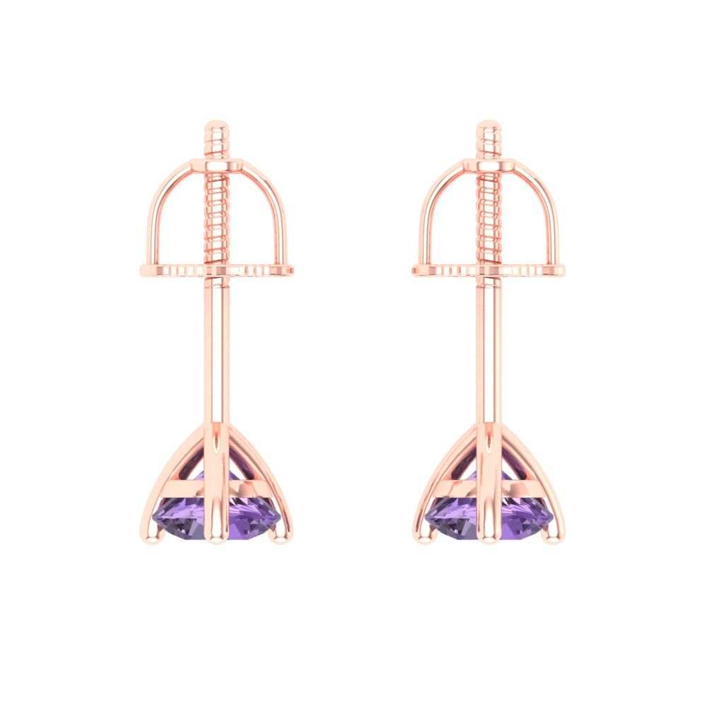 0.5cttw Alexandrite Gold-Plated 925 Silver Screw Back Stud Earrings