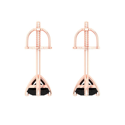 0.5 ctw Onyx Studs Earrings | 4.0mm Round Cut White Gold Screw back | July Birthstone