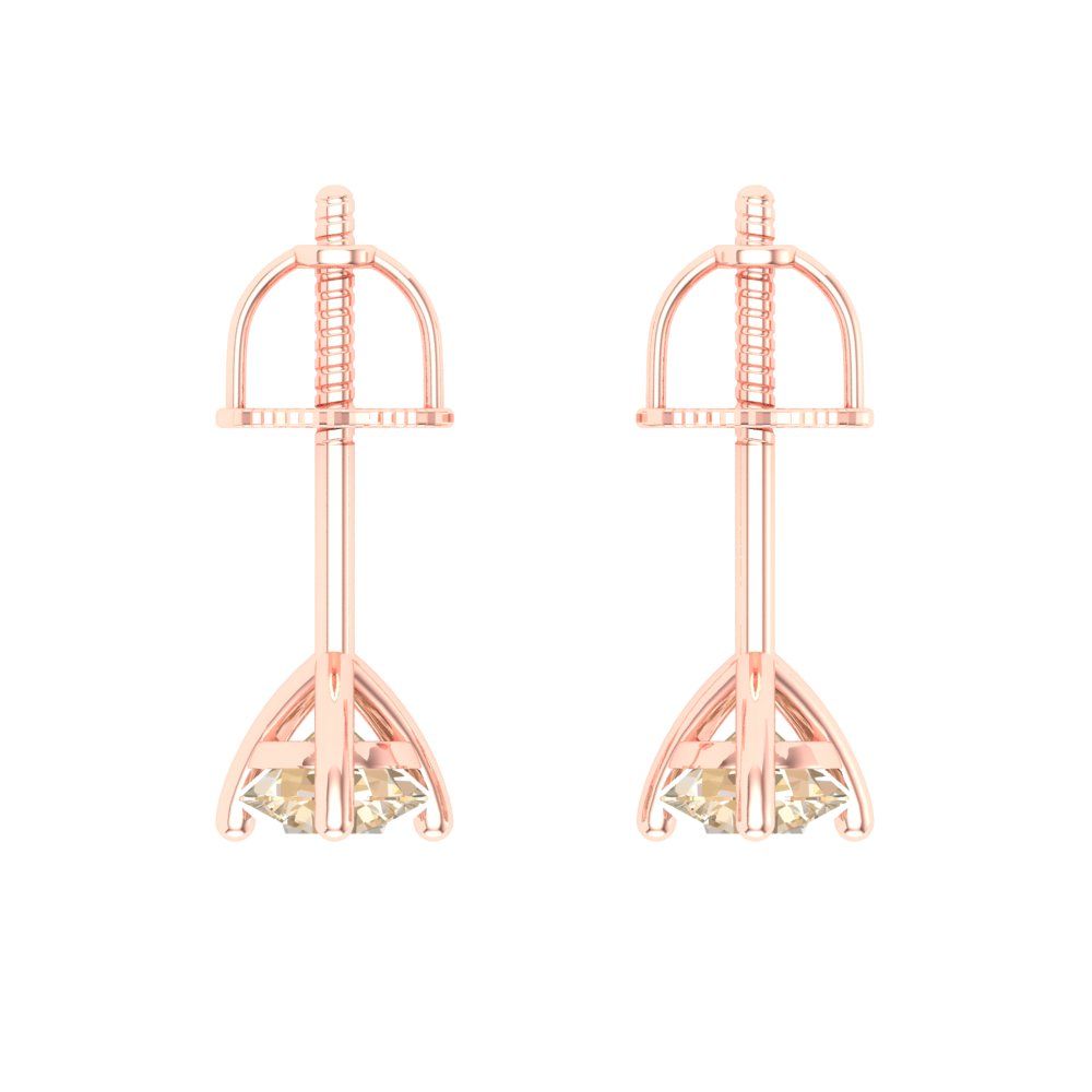 0.5 ctw Morganite Studs Earrings | 4.0mm Round Cut White Gold Screw back | February Birthstone