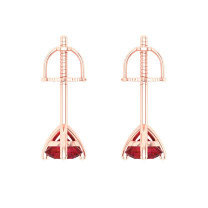 0.5 ctw Pink Tourmaline Studs Earrings | 4.0mm Round Cut White Gold Screw back | April Birthstone