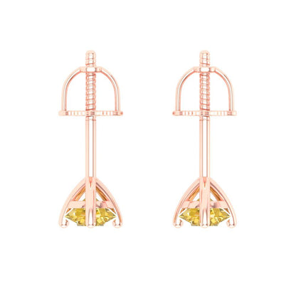 0.5 ctw Yellow Zirconia Studs Earrings | 4.0mm Round Cut White Gold Screw back | April Birthstone