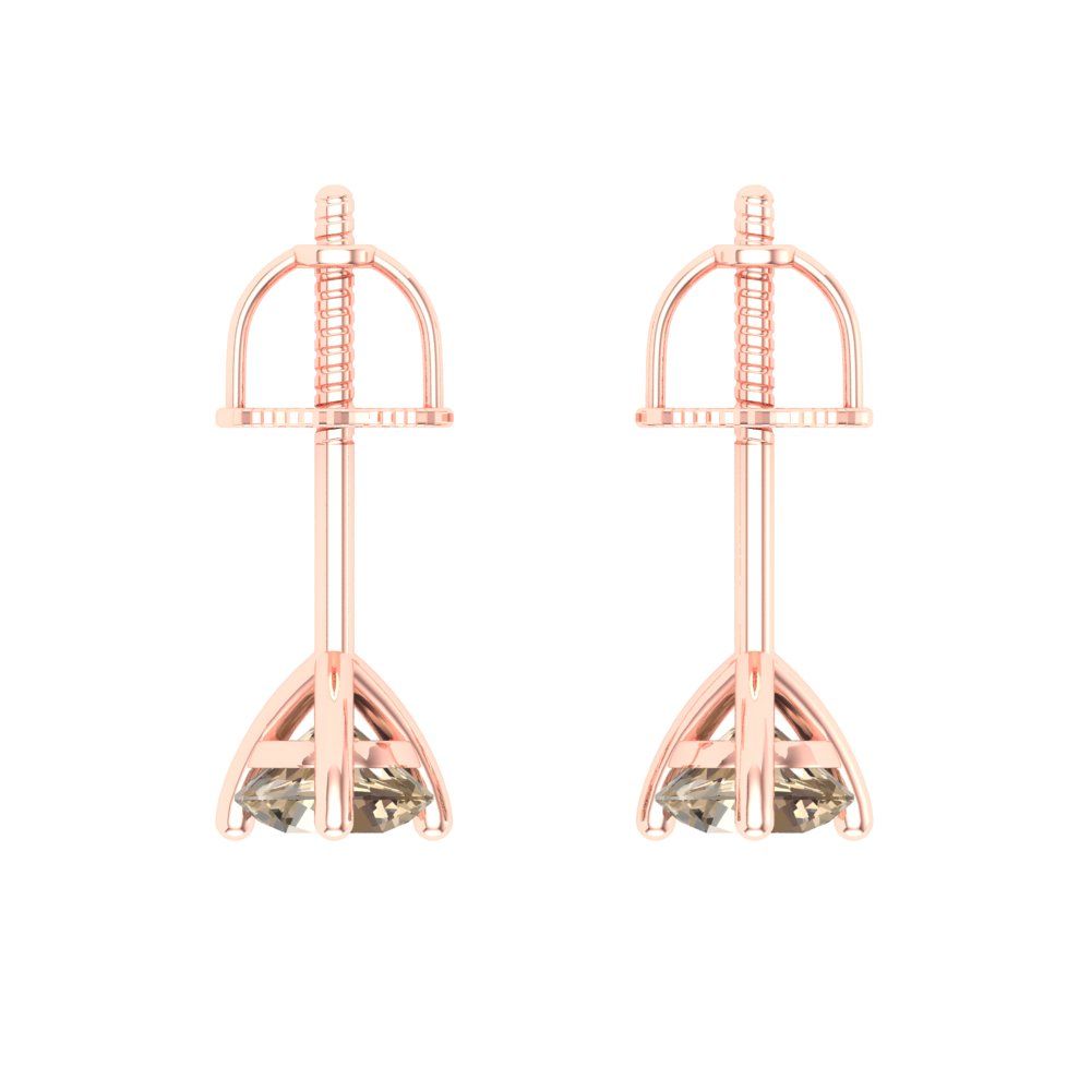 0.5 ctw Yellow Moissanite Studs Earrings | 4.0mm Round Cut White Gold Screw back | April Birthstone
