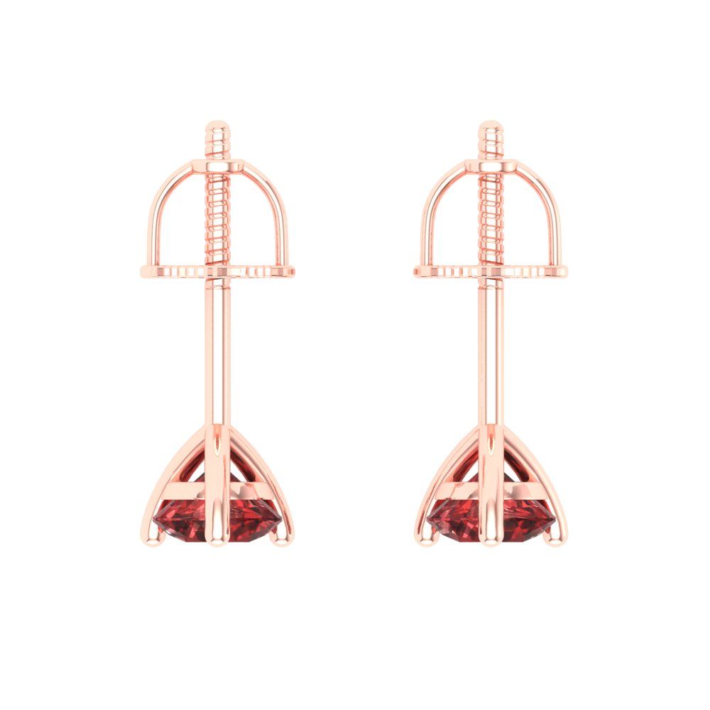 0.5 ctw Garnet Studs Earrings | 4.0mm Round Cut White Gold Screw back | January Birthstone