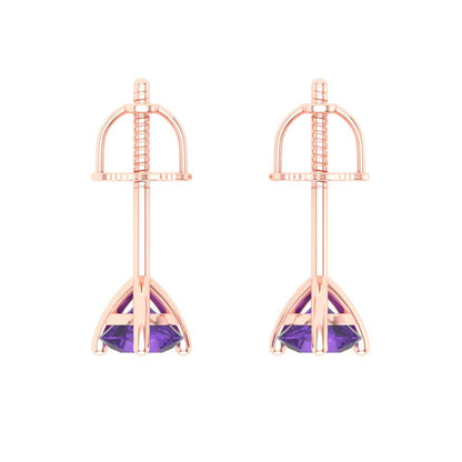 0.5cttw Amethyst Gold-Plated 925 Silver Screw Back Stud Earrings