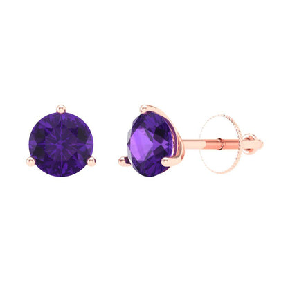 1.5cttw Amethyst Gold-Plated 925 Silver Screw Back Stud Earrings