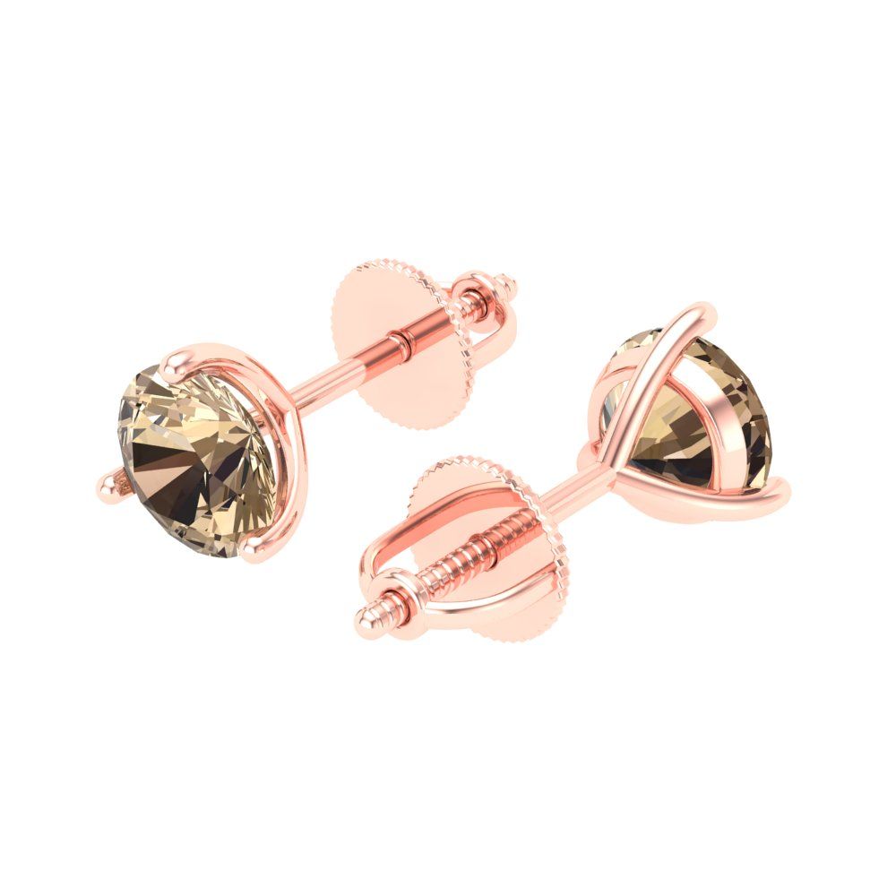 1.5 ctw Yellow Moissanite Studs Earrings | 6mm Round Cut White Gold Screw back | April Birthstone