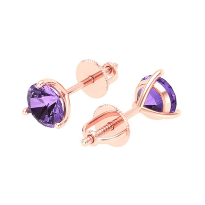 1.5cttw Alexandrite Gold-Plated 925 Silver Screw Back Stud Earrings