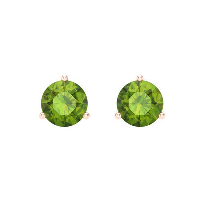 1.5 ctw Peridot Studs Earrings | 6mm Round Cut White Gold Screw back | August Birthstone