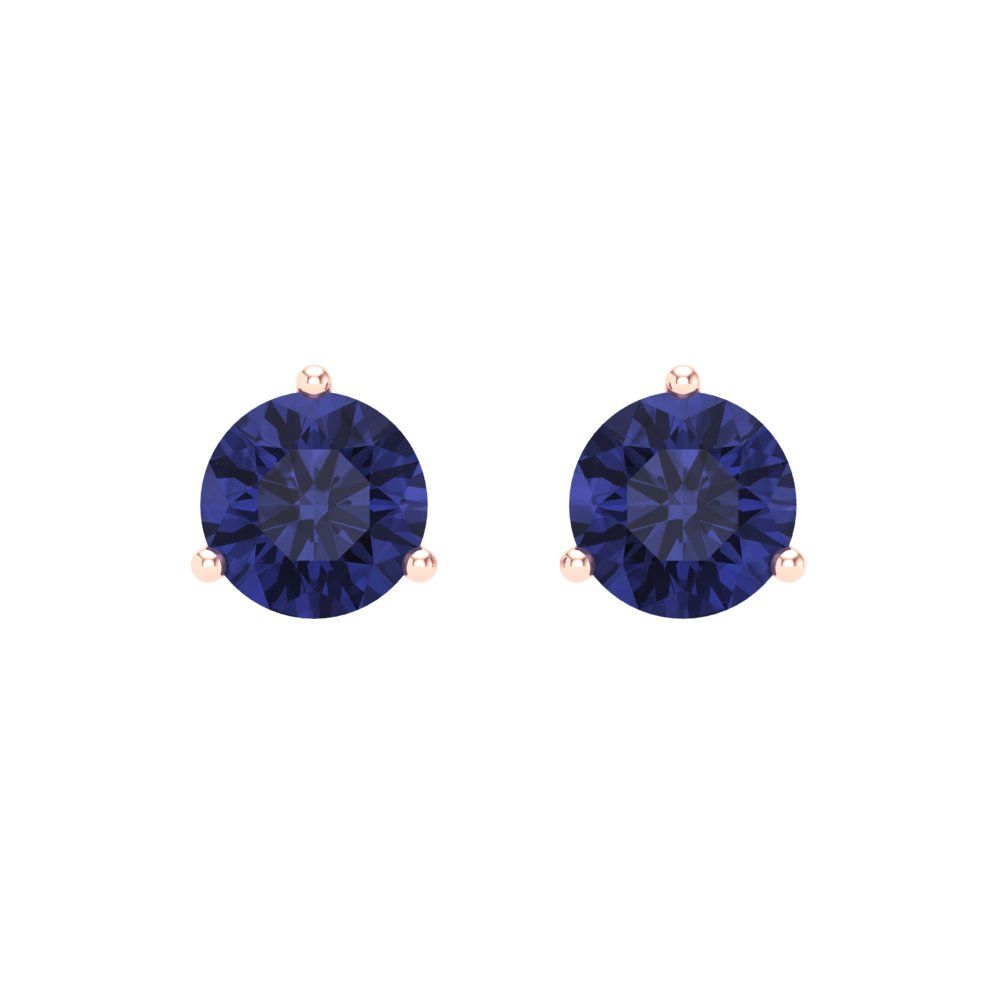 1.5 ctw Tanzanite Studs Earrings | 6mm Round Cut White Gold Screw back | December Birthstone