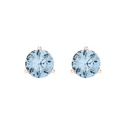 1.5 ctw Swiss Blue Topaz Studs Earrings | 6mm Round Cut White Gold Screw back | December Birthstone