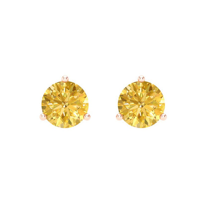 1.5 ctw Citrine Studs Earrings | 6mm Round Cut White Gold Screw back | November Birthstone