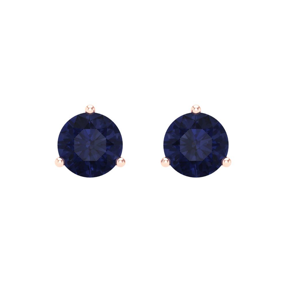 1.5 ctw Blue Sapphire Studs Earrings | 6mm Round Cut White Gold Screw back | September Birthstone