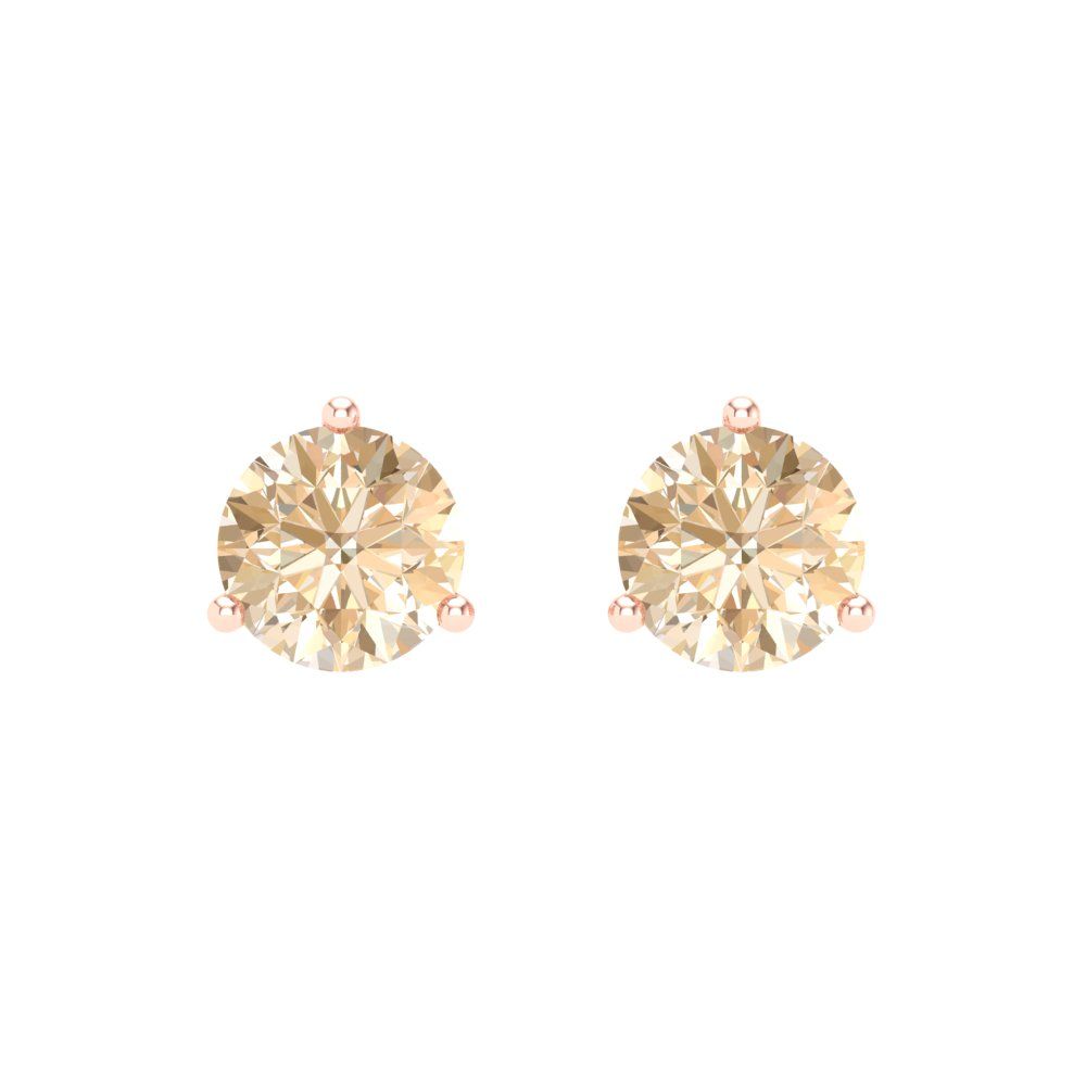 1.5 ctw Morganite Studs Earrings | 6mm Round Cut White Gold Screw back | February Birthstone