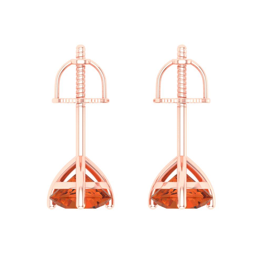 1.5 ctw Red Zirconia Studs Earrings | 6mm Round Cut White Gold Screw back | April Birthstone